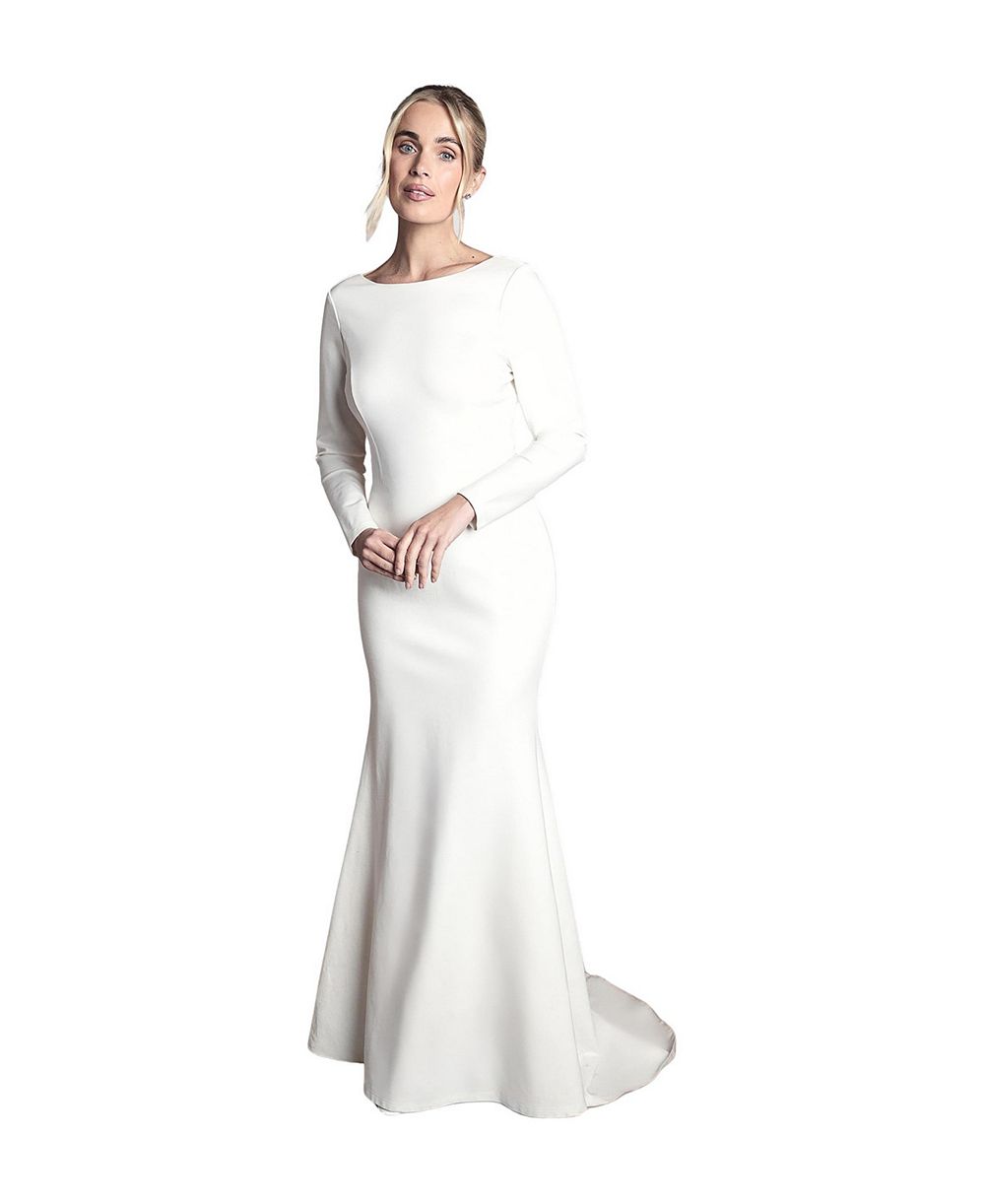 Свадебное платье Coast Women's Slash Neck с длинным рукавом и широким низом