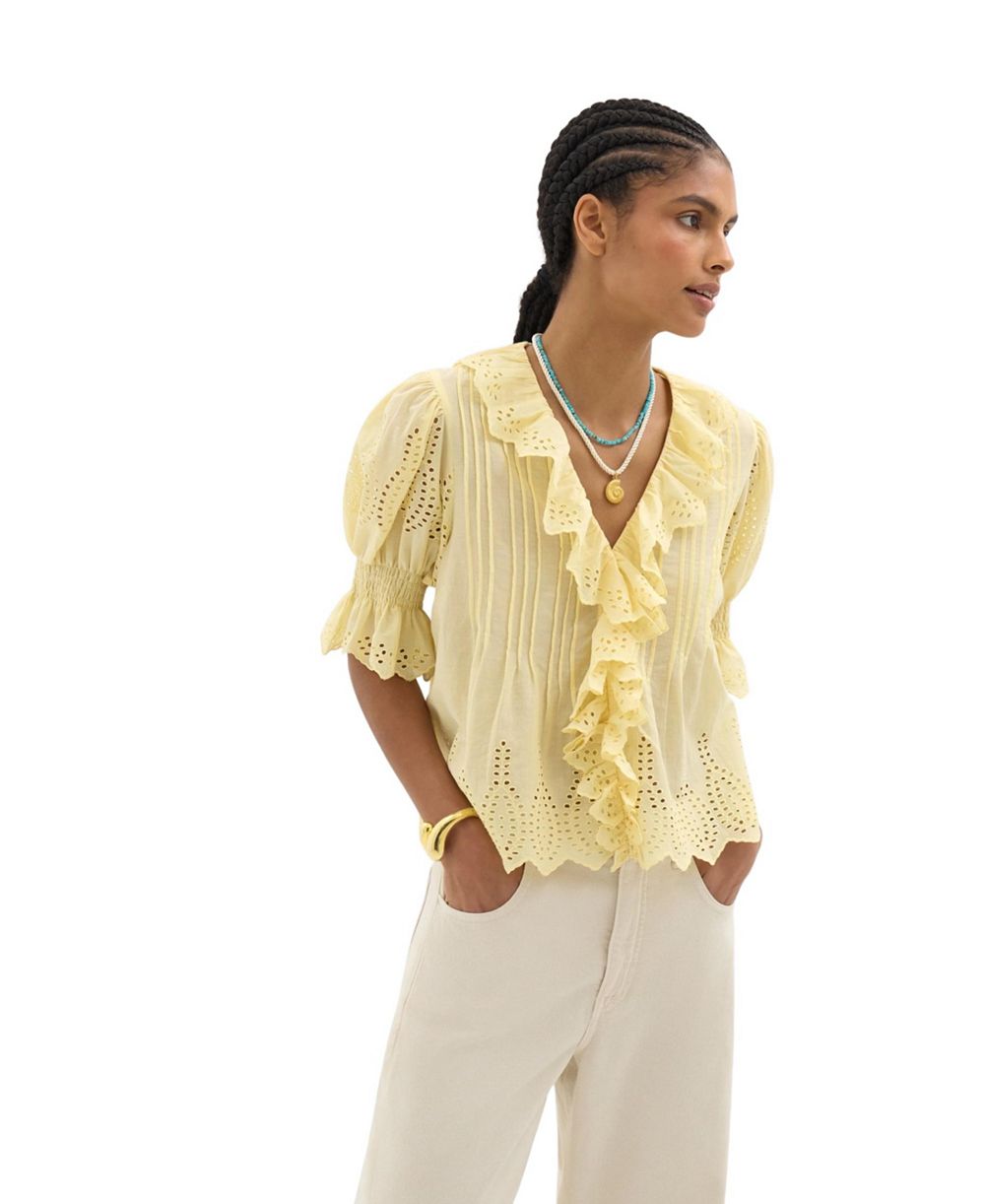Hush Women's Koa Short-Sleeve V-Neck Ruffle Blouse
