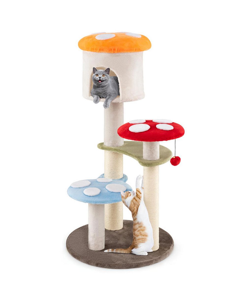 HONGGE Mushroom-Shaped Cat Tree with Sisal Scratching Posts