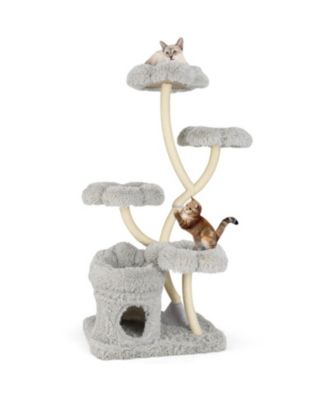 HONGGE Freestanding Cat Tower with Four Flower-Shaped Platforms