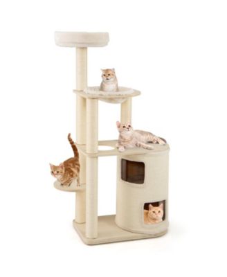 HONGGE Cat Tree Tower with Two-Story Enclosed Condo