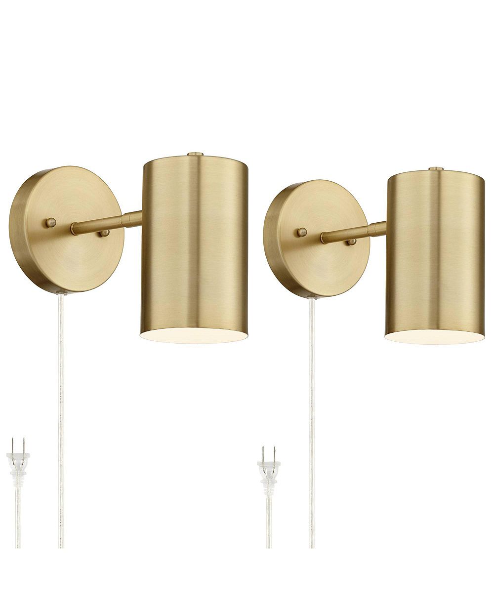 Набор современных настенных ламп 360 Lighting Carla Smart Sockets Brushed Brass Plug-In 5" USB Ports