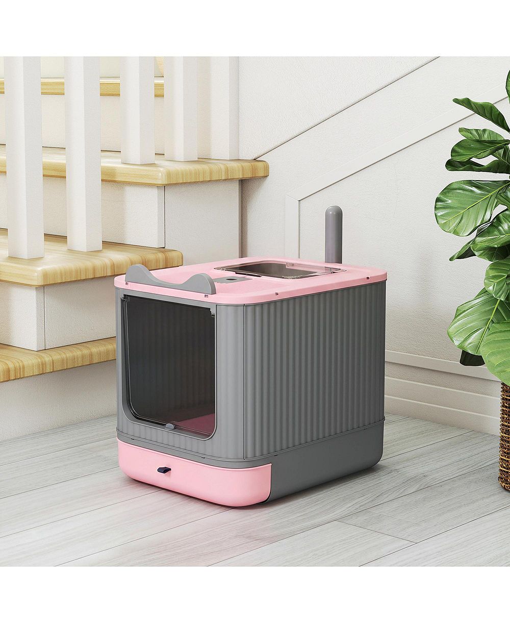 RUIE Enclosed Cat Litter Box with Front Entry Top Exit Scoop and Deodorizer Bag