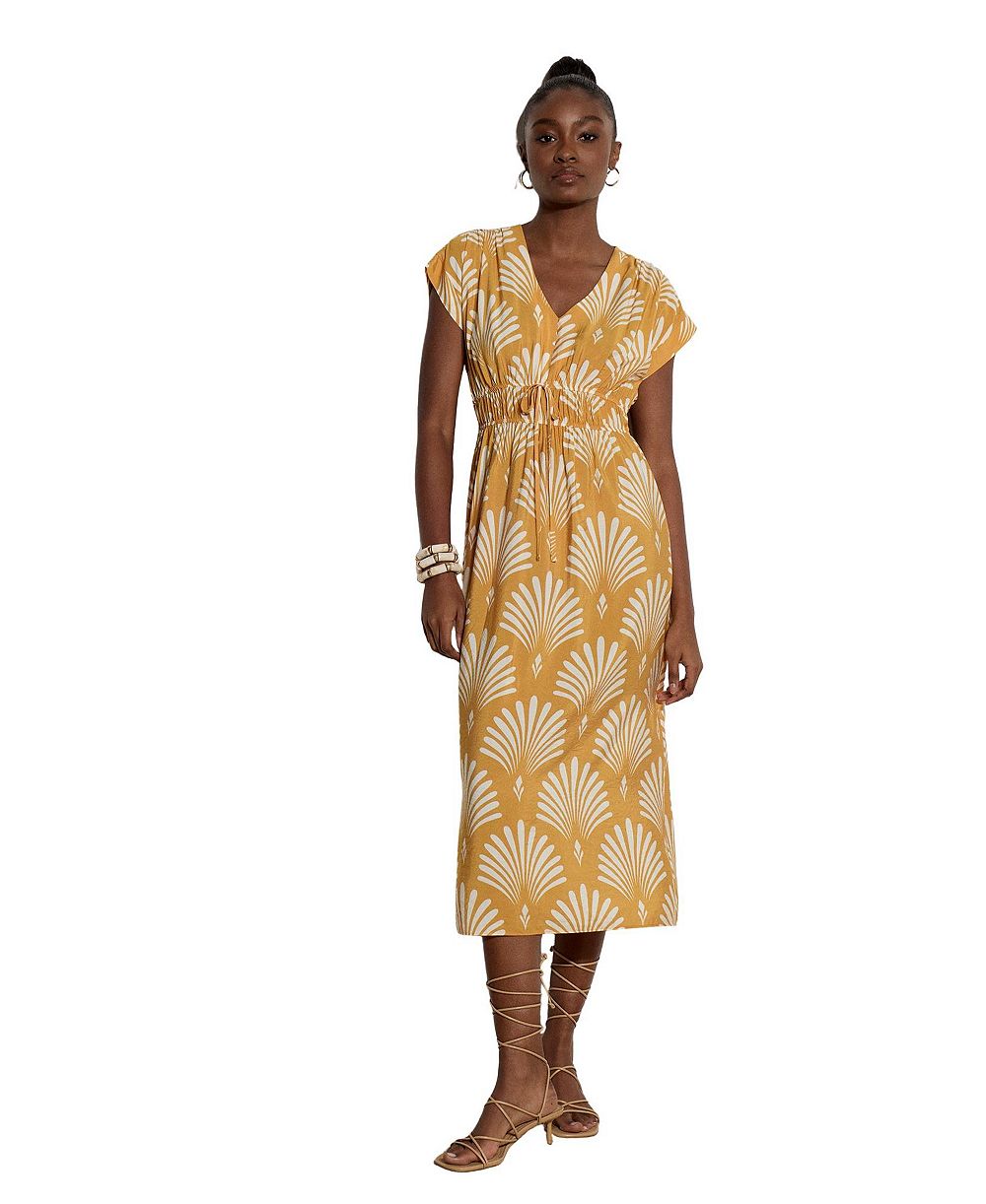 Женское миди-платье Apricot Smocked V-Neck с карманами