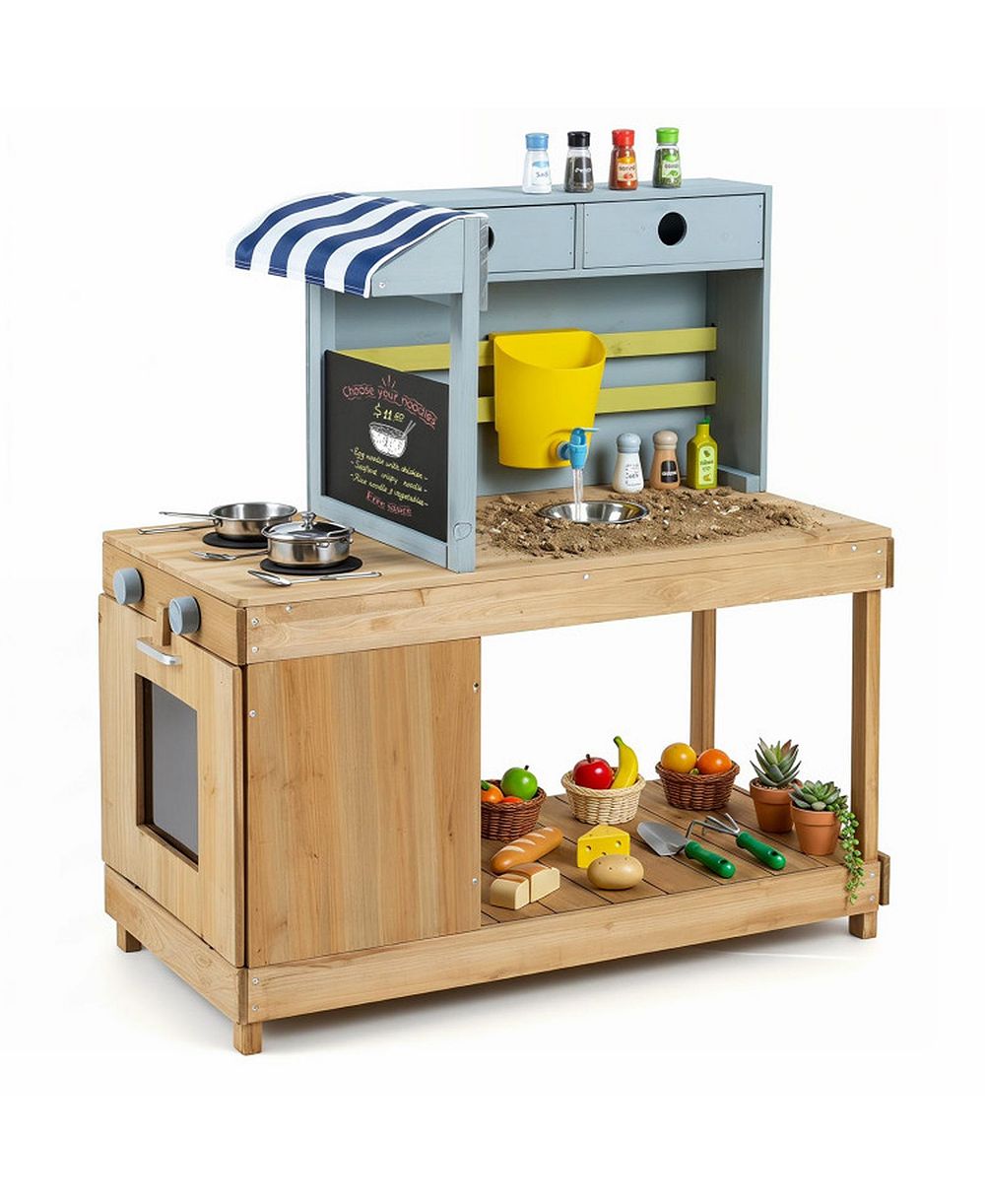 Игровая кухня HONGGE Canopy Mud Kitchen с резервуаром для воды и краном, для детей от 3 лет