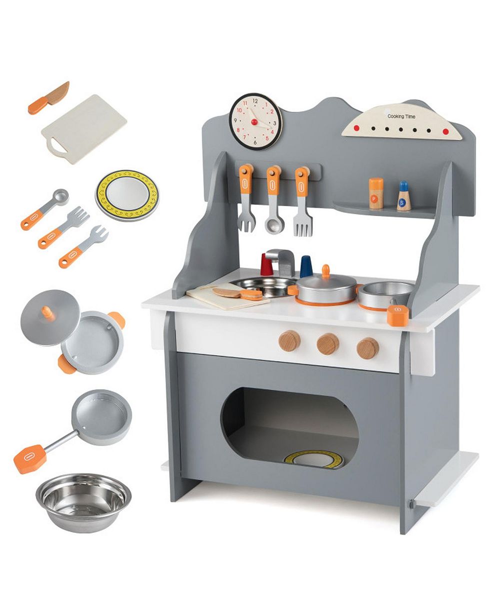 Деревянные обучающие часы HONGGE Play Kitchen, набор из 12 предметов, для детей от 3 лет