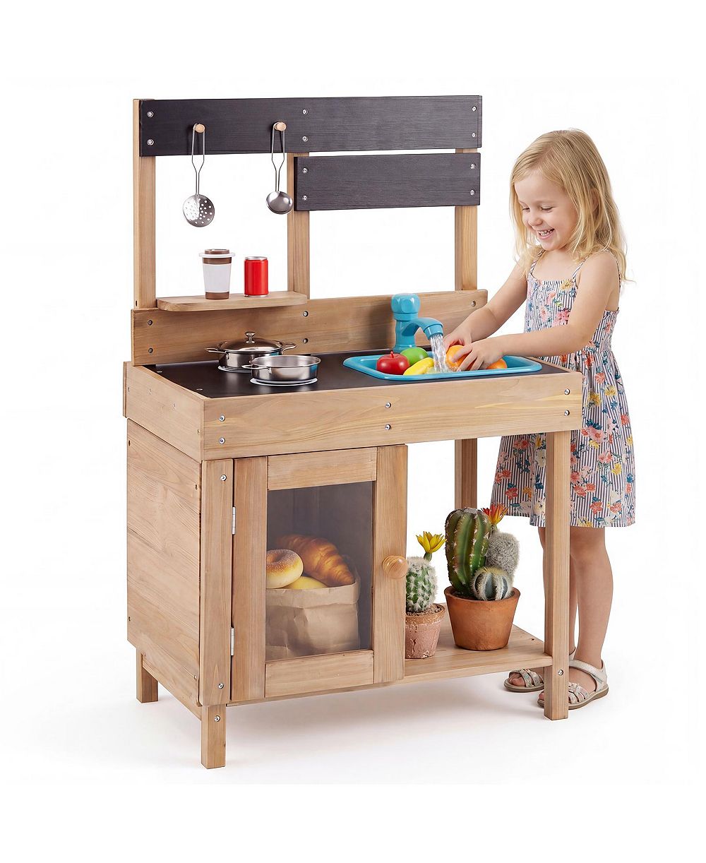 Gymax Outdoor Wooden Mud Kitchen, Ages 3+