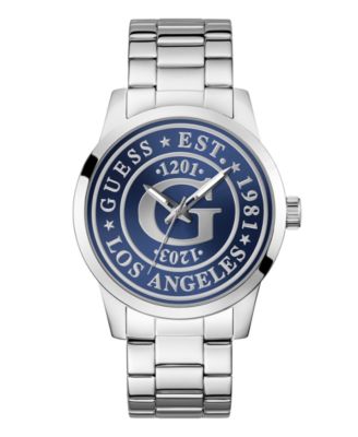 GUESS Men's Quartz Silver-Tone Stainless Steel Watch 44mm