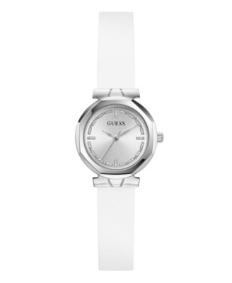 GUESS Women's Quartz White Silicone Watch 26mm