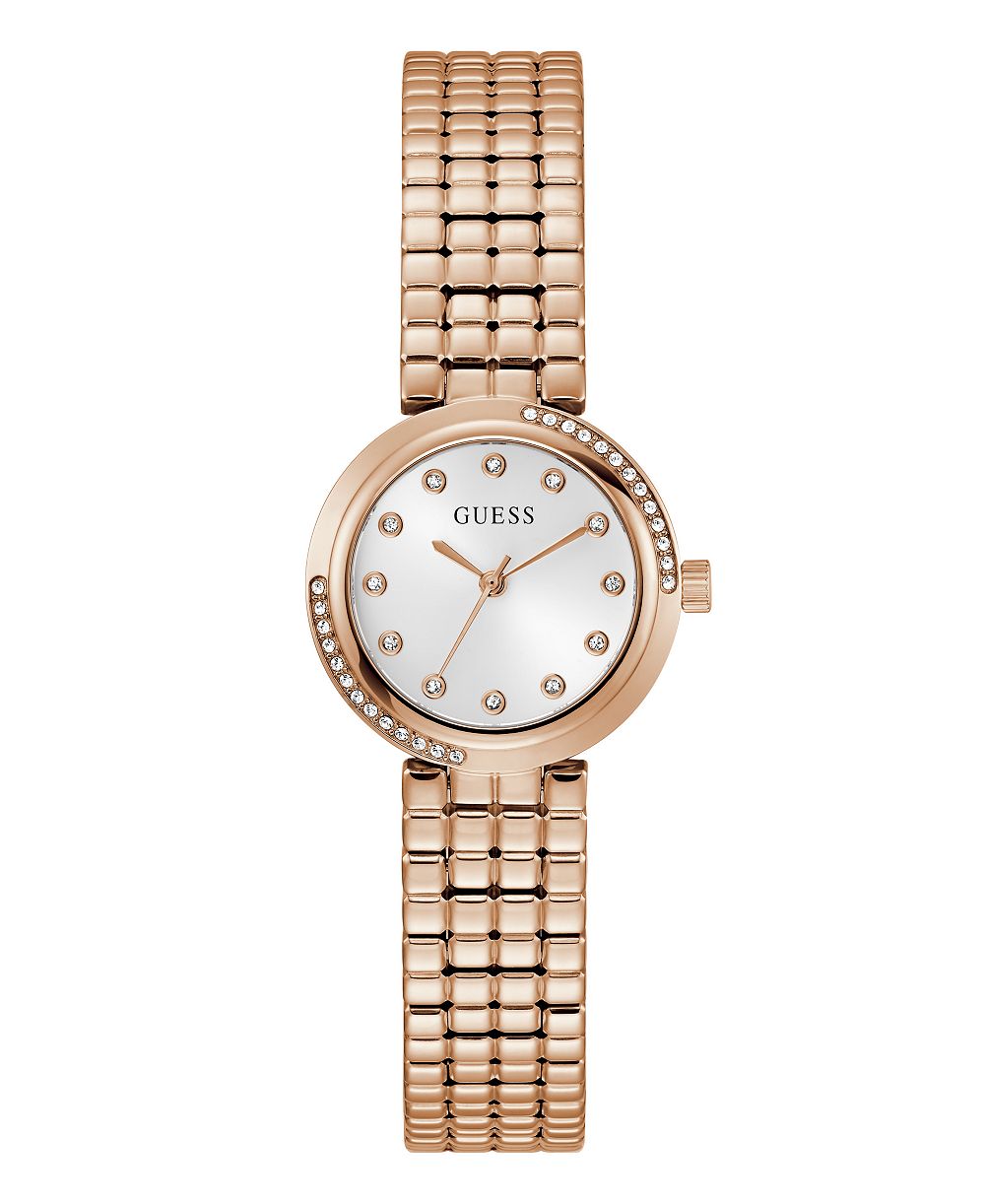 Женские кварцевые часы GUESS в цвете Rose Gold, нержавеющая сталь, 28mm