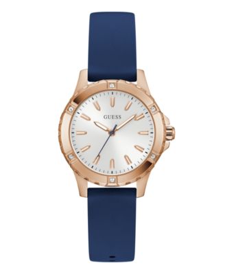 GUESS Women's Quartz Blue Silicone Watch 35mm