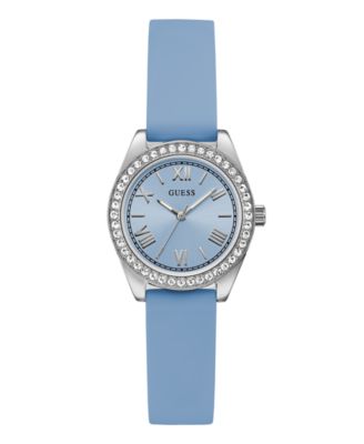 GUESS Women's Quartz Blue Silicone Watch 30mm