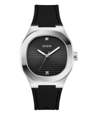 GUESS Men's Quartz Black Silicone Watch 42mm
