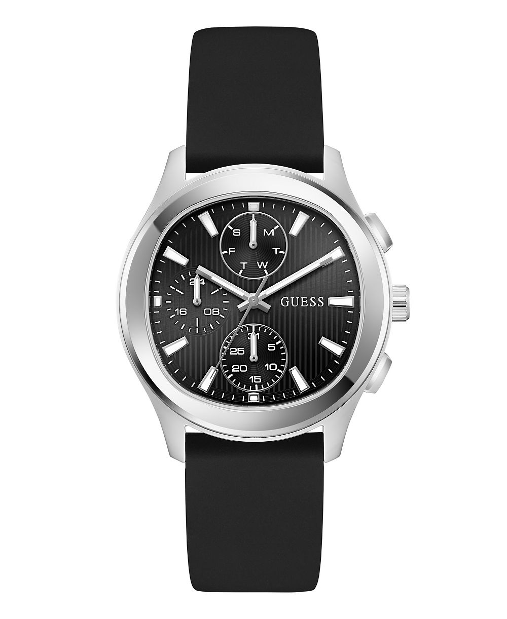 GUESS Men's Quartz Black Silicone Watch 40mm
