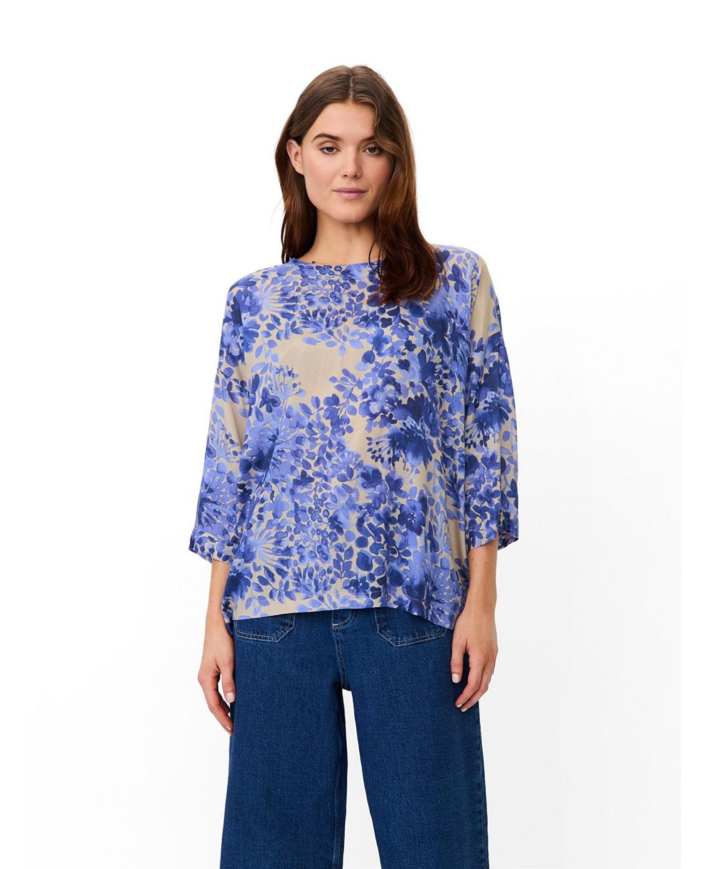 Женская блузка Masai Copenhagen Fluid Draped Floral 3/4-Sleeve