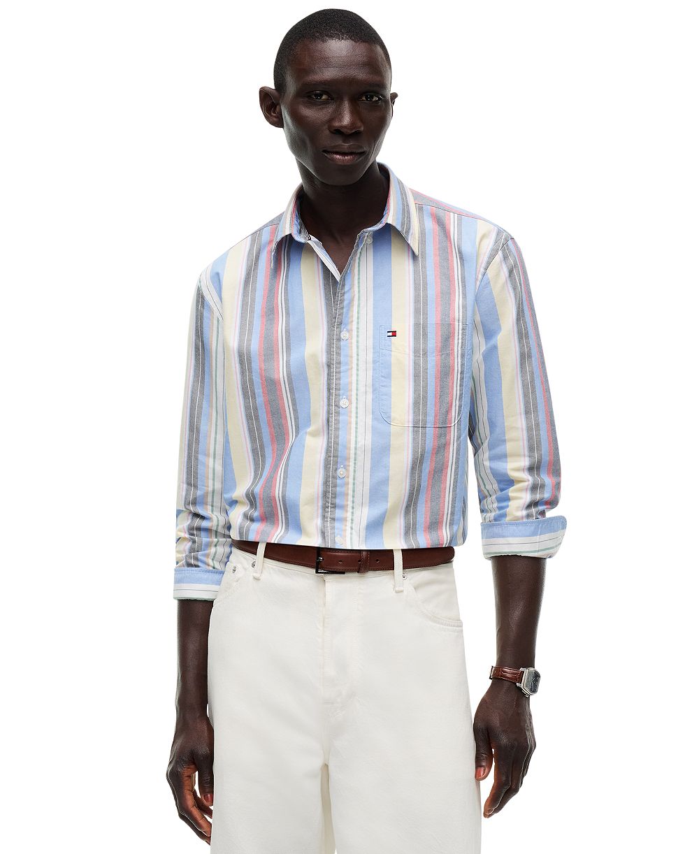 Tommy Hilfiger Men's Heritage Long-Sleeve Multistripe Regular-Fit Button-Down Shirt
