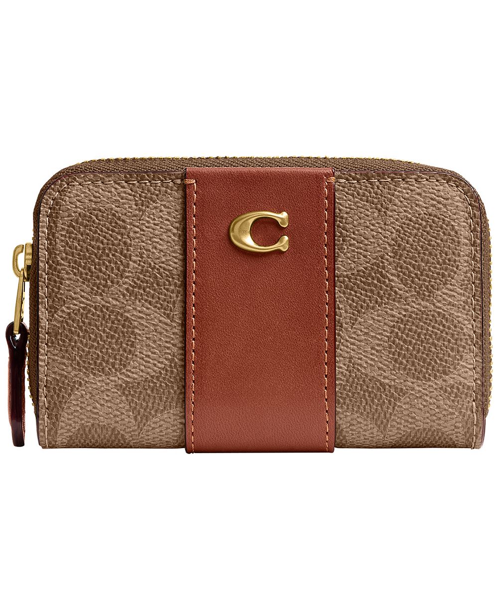 COACH Signature Upcrafted Leather Essential Small Zip Around Card Case