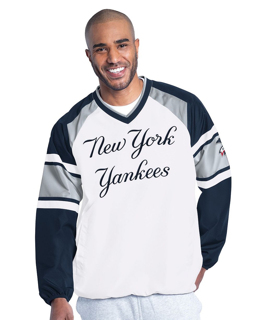 G-III Sports by Carl Banks Мужской бело-синий пуловер New York Yankees Infield Play Raglan V-Neck