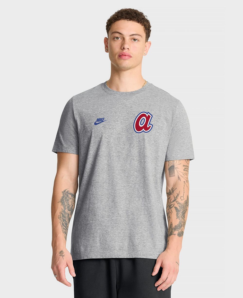Мужская футболка Nike Heather Gray Atlanta Braves Cooperstown 2-Hit