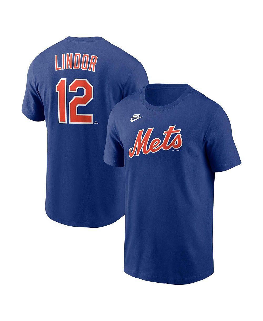 Nike Men's Francisco Lindor Royal New York Mets Cooperstown Collection Name & Number T-Shirt