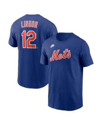Nike Men's Francisco Lindor Royal New York Mets Cooperstown Collection Name & Number T-Shirt