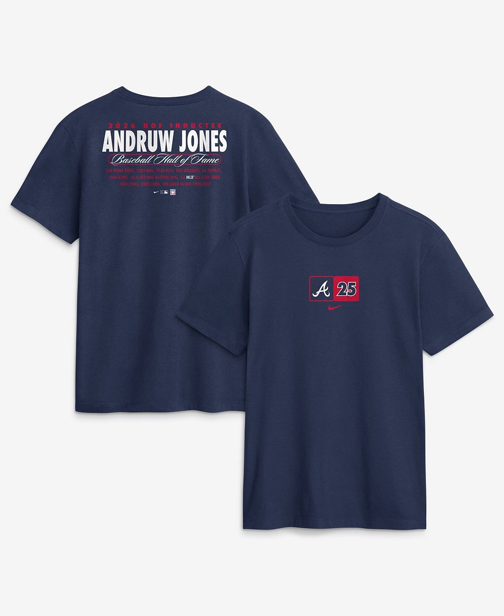 Nike Men's Andruw Jones Navy Atlanta Braves 2026 Hall of Fame Stats Name & Number T-Shirt