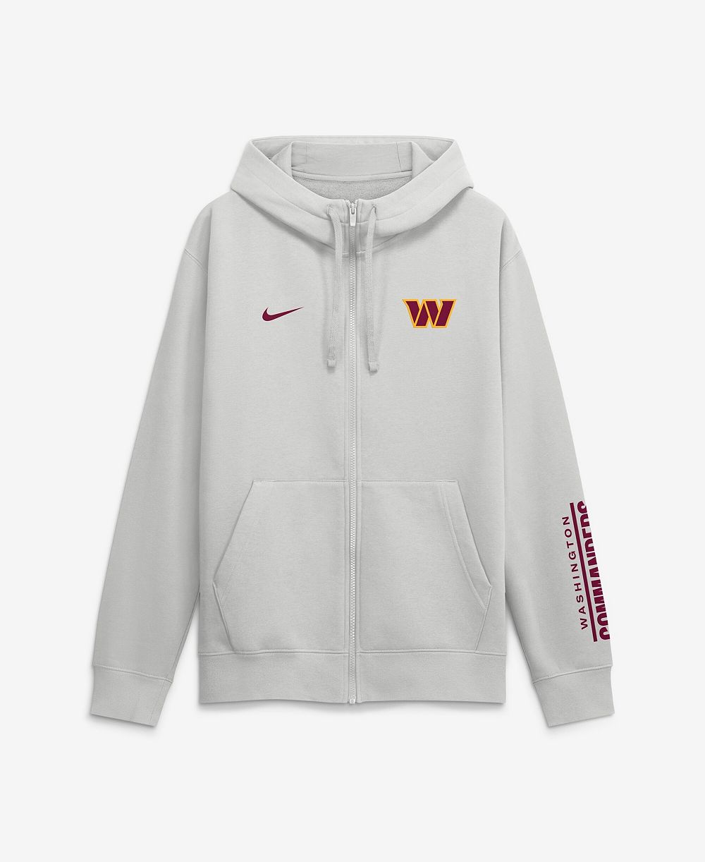 Nike Men's Gray Washington Commanders Cool Down Club Full-Zip Hoodie