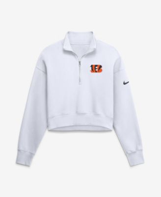 Женское свитшот Nike White Cincinnati Bengals Oversized Phoenix Fleece Cropped Quarter-Zip