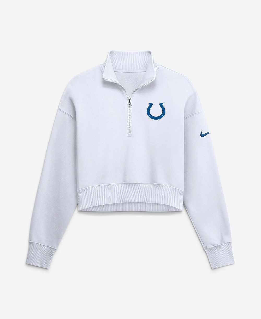 Nike Women's White Indianapolis Colts Oversized Phoenix Fleece Cropped Quarter-Zip Sweatshirt