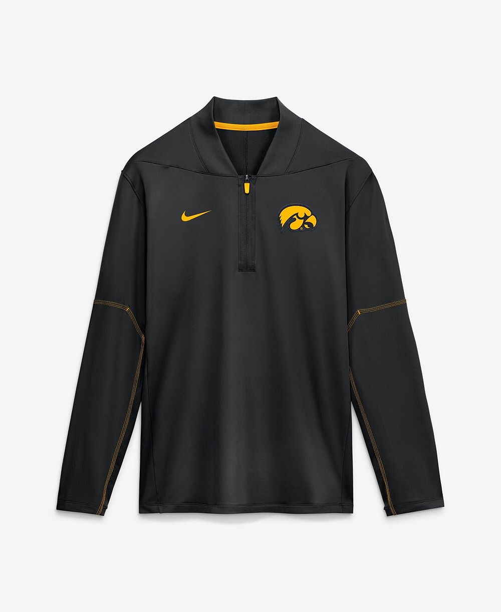 Мужская кофта Nike Black Iowa Hawkeyes 2026 Sideline Midweight Half-Zip Dri-FIT Pullover