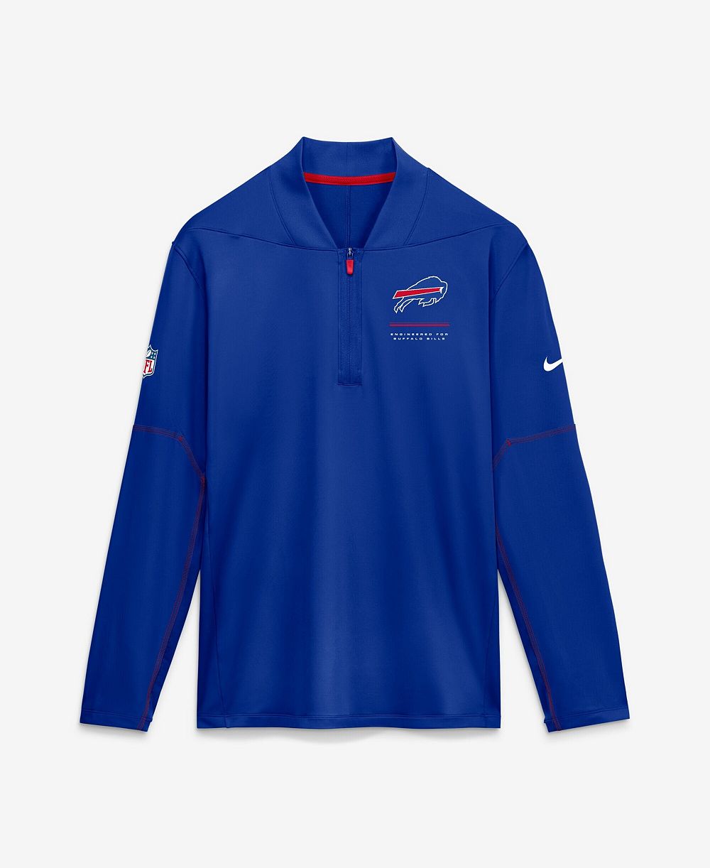 Мужской свитшот Nike Royal Buffalo Bills Sideline Logo Glory Midweight Dri-FIT Half-Zip Pullover