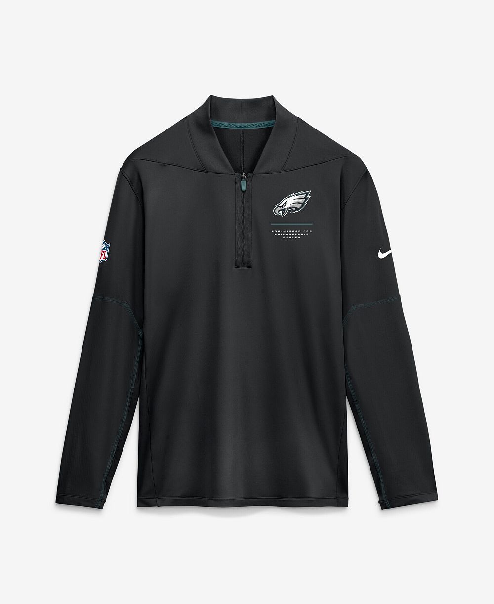 Мужской джемпер Nike Black Philadelphia Eagles Sideline Logo Glory Midweight Dri-FIT Half-Zip Pullover