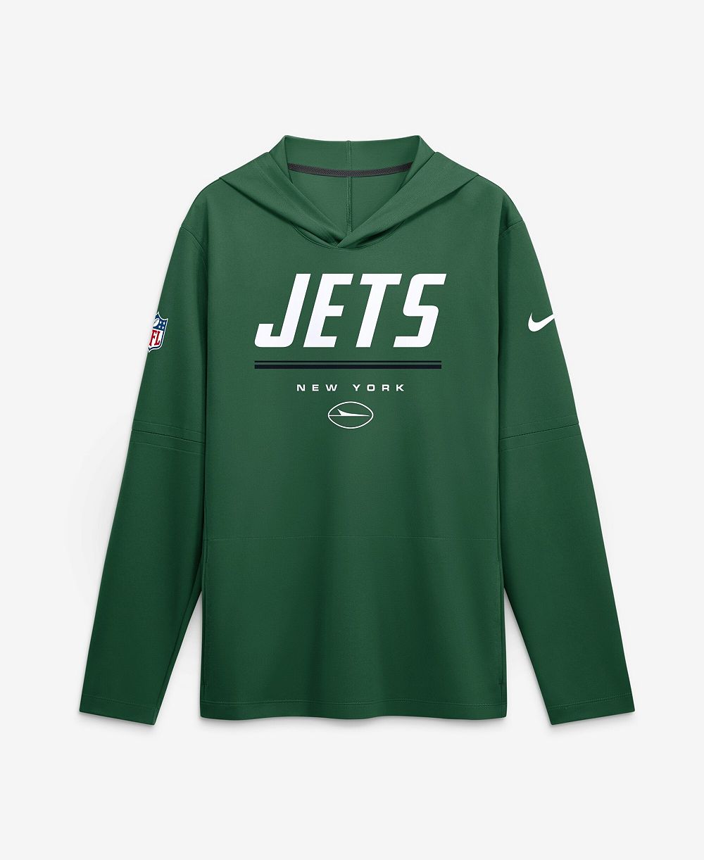 Мужская свитшот Nike New York Jets Sideline Game On Lightweight Long Sleeve Hooded Dri-FIT в цвете Green