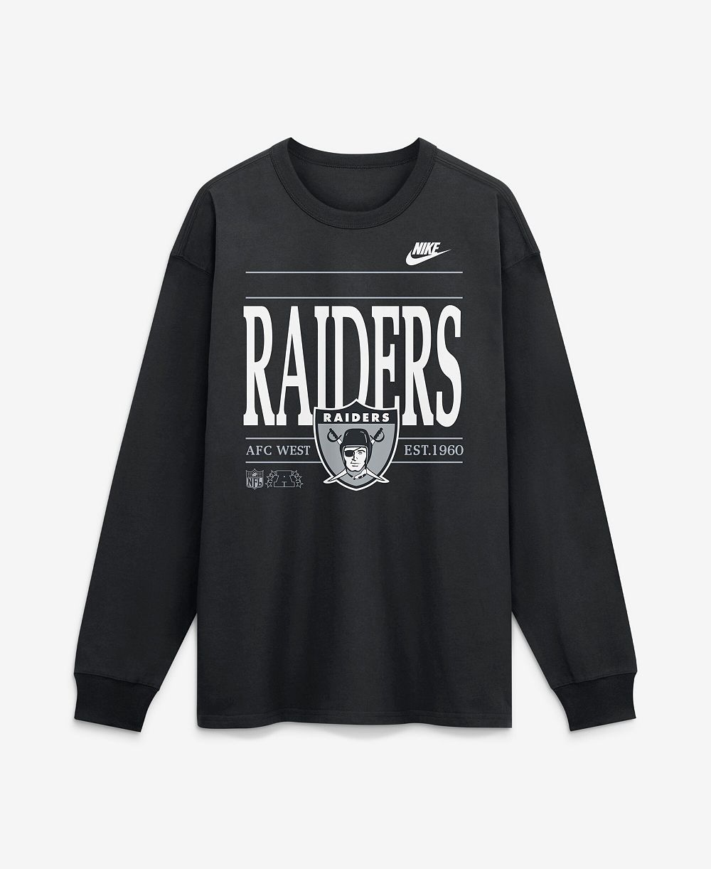 Nike Мужская черная футболка Max90 Las Vegas Raiders Red Zone с длинным рукавом