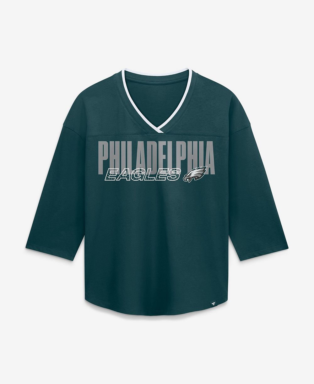 Fanatics Women's Philadelphia Eagles Team First Deceptive Juke 3/4-Sleeve V-Neck T-Shirt