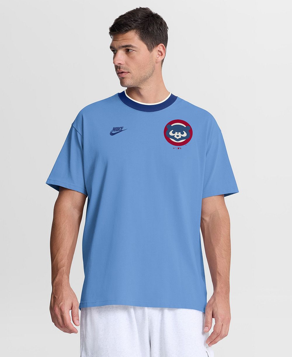 Мужская футболка Nike Light Blue Chicago Cubs Cooperstown Collection Ringer T-Shirt