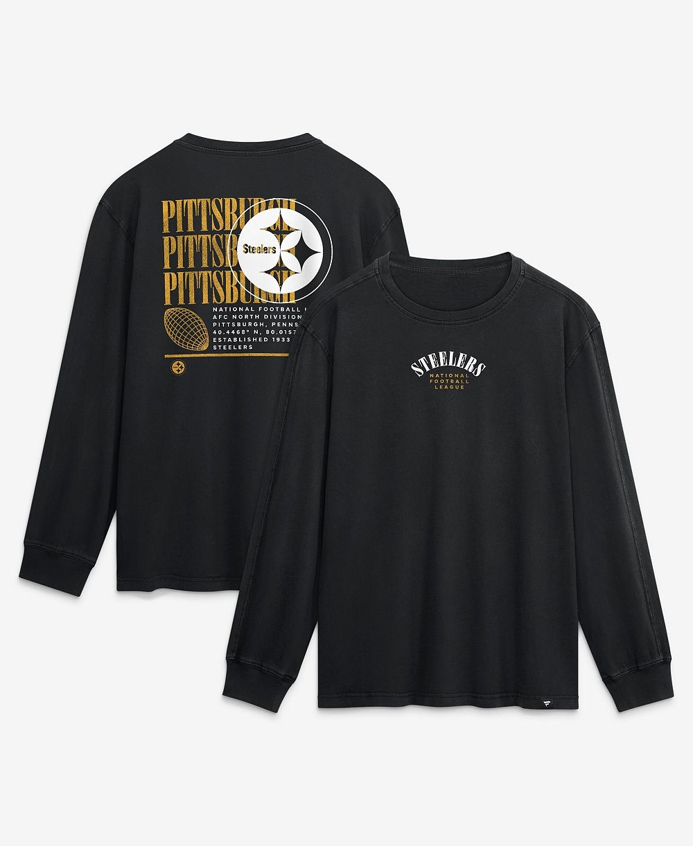 Fanatics Men's Black Pittsburgh Steelers Relaxed Fullback Drive Long Sleeve Fashion Top