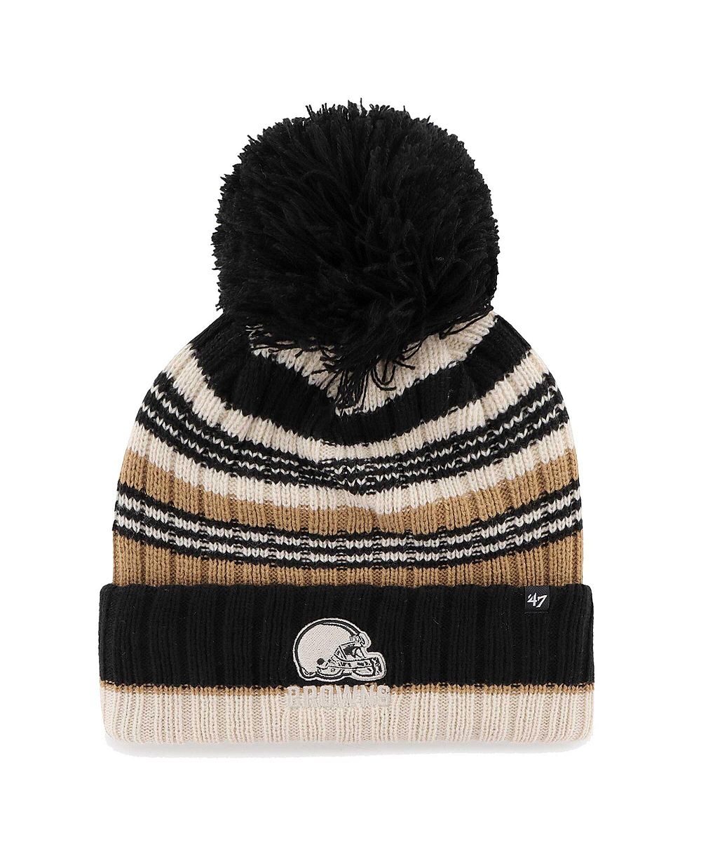 '47 Brand Women's Natural Cleveland Browns Barista Cuffed Knit Hat with Pom