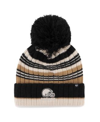 '47 Brand Women's Natural Cleveland Browns Barista Cuffed Knit Hat with Pom