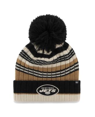 '47 Brand Women's Natural New York Jets Barista Cuffed Knit Hat with Pom