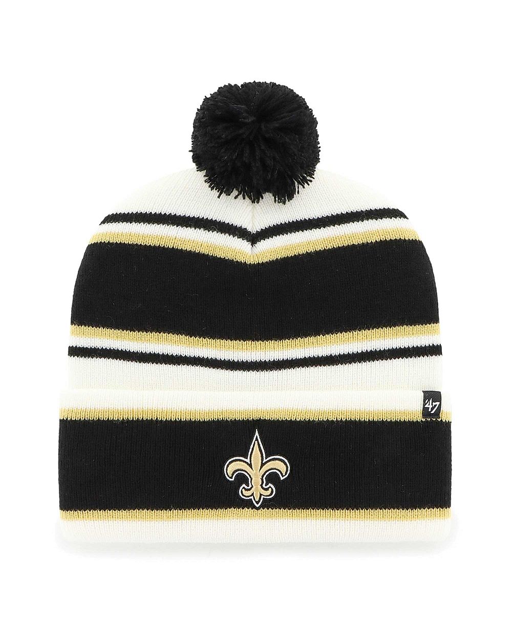 Детская вязаная шапка '47 Brand White New Orleans Saints Stripling Cuffed с помпоном