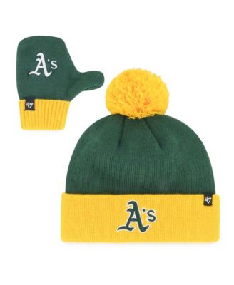 Детский набор '47 Brand Green Athletics Bam Bam: вязаная шапка с помпоном и варежки