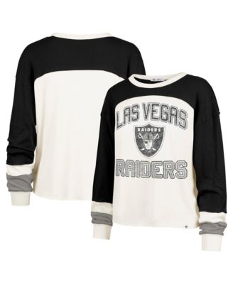 '47 Brand Women's Las Vegas Raiders Double Header Curve Distressed Raglan Long-Sleeve Crop Top
