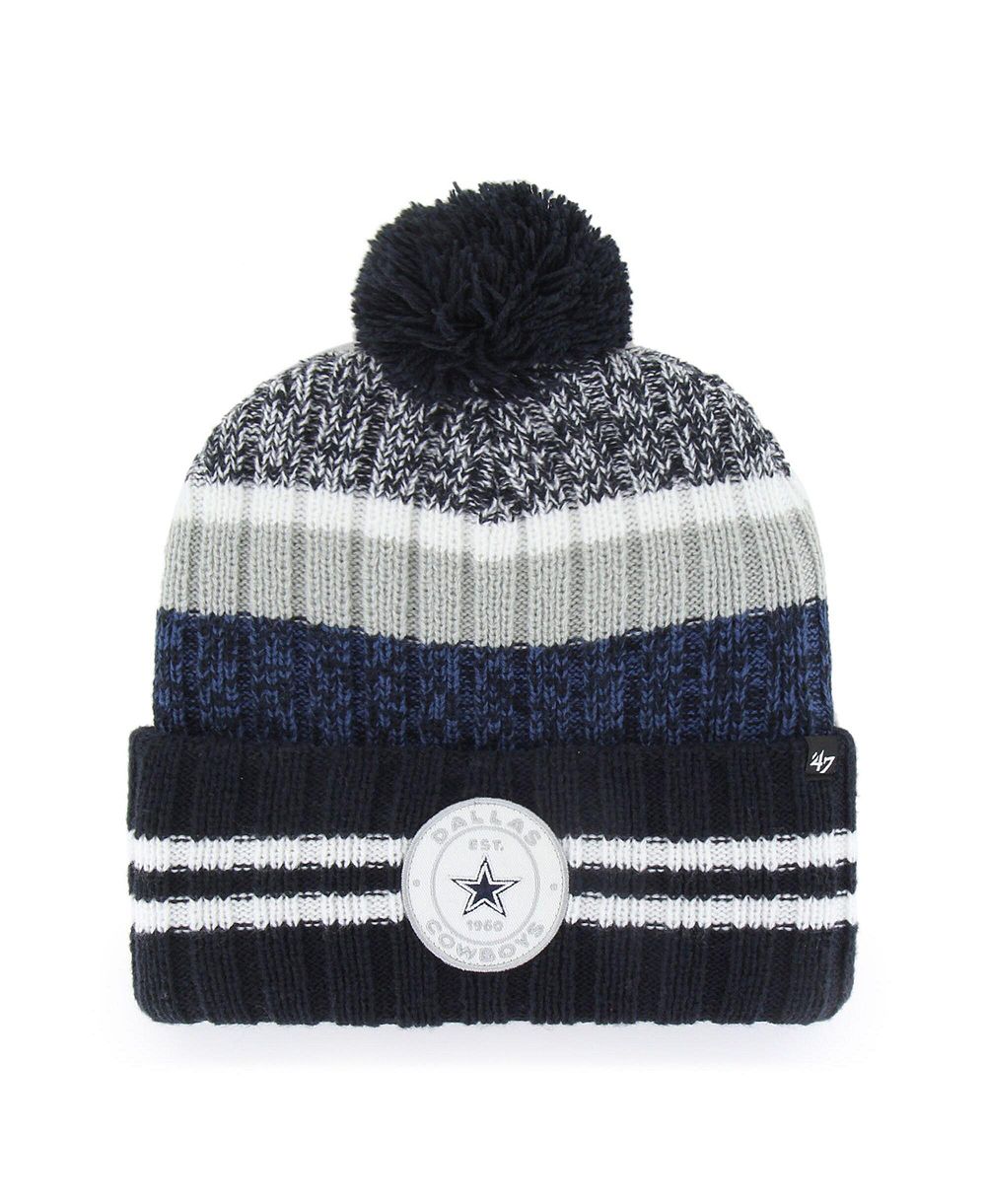 '47 Brand Мужская темно-синяя вязаная шапка Dallas Cowboys Quiver Cuffed с помпоном