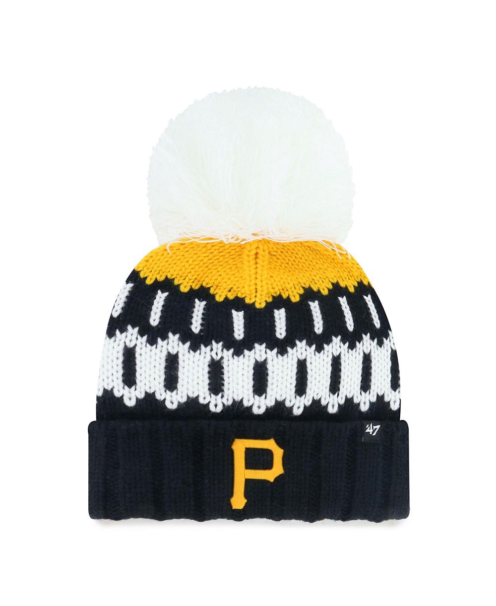 '47 Brand Women's Black Pittsburgh Pirates Felicity Cuffed Knit Hat with Pom