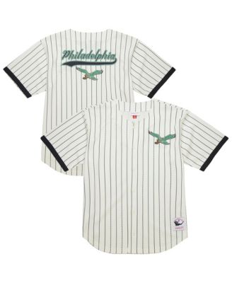 Mitchell & Ness Men's Mitchell Ness Cream Philadelphia Eagles Big & Tall Heavyweight Mesh Button-Up Fashion Jersey