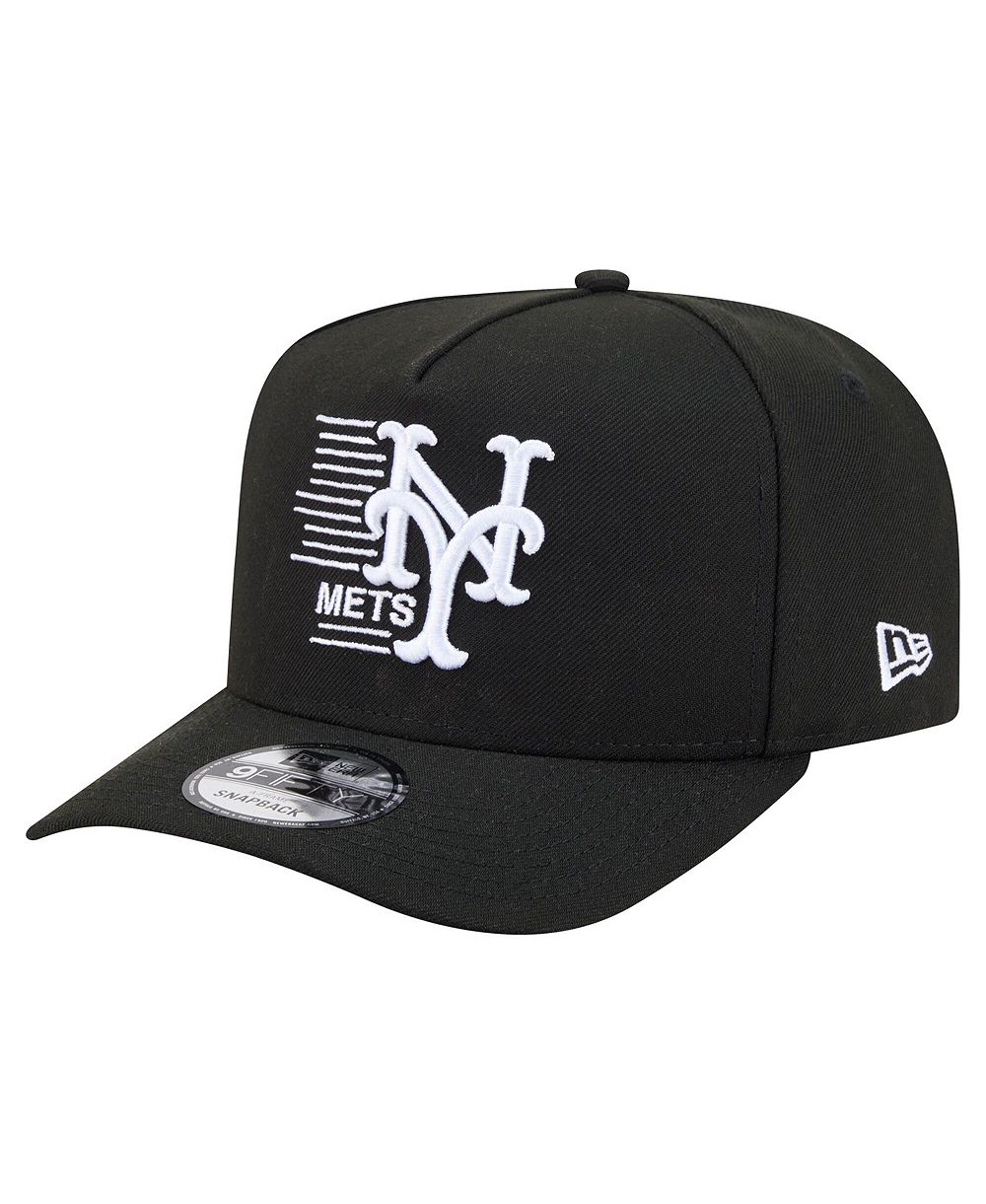 New Era Men's Black New York Mets Motion A-Frame 9FIFTY Snapback Hat