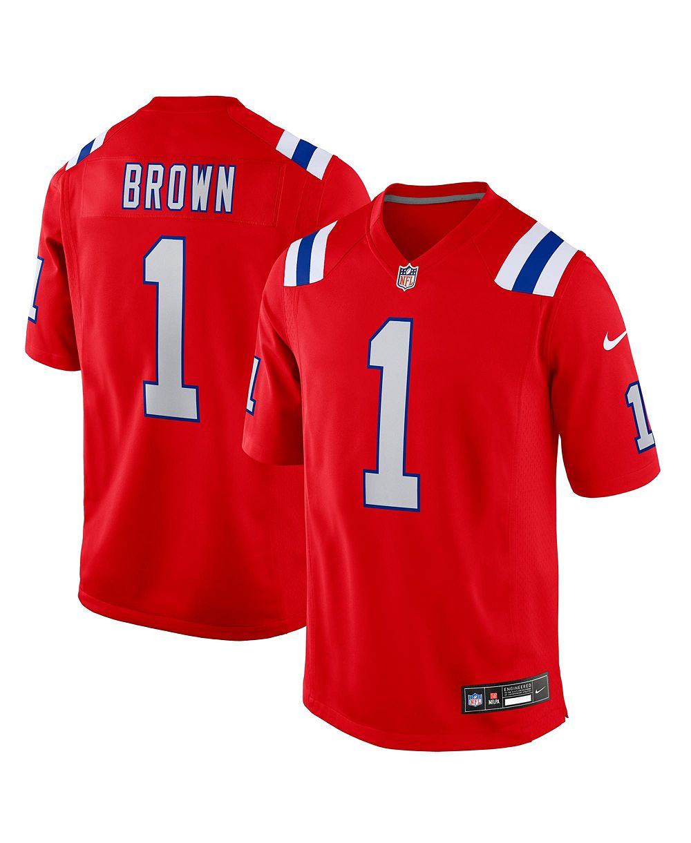 Мужская игровая джерси Nike A.J. Brown Red New England Patriots