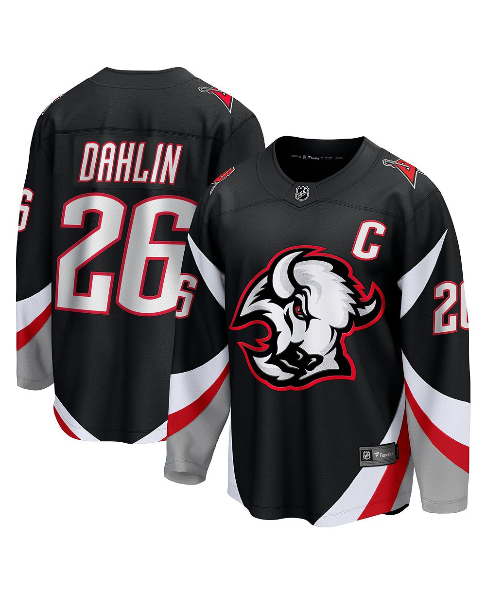 Мужская джерси Fanatics Black Buffalo Sabres Rasmus Dahlin Alternate Captain Patch Breakaway