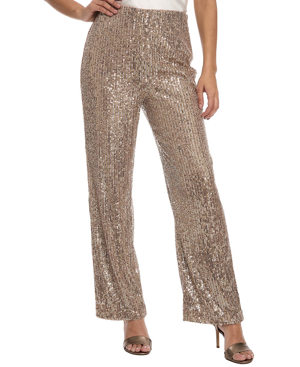Muse Women's Pull-On Wide-Leg Allover-Sequin Pants